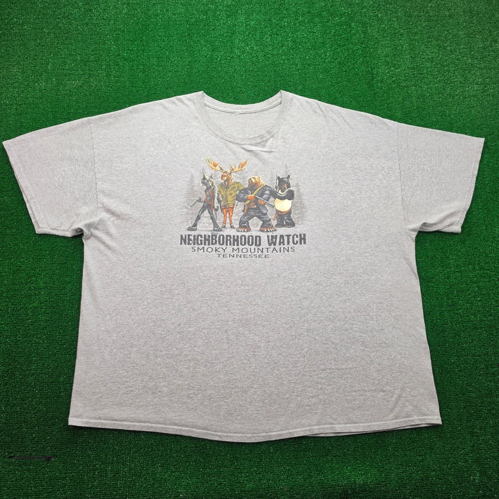 Smoky Mountains Tennessee Neighborhood Watch Graphic Tshirt Mens 4XL Gray Humor